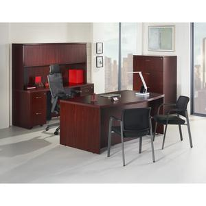 Lorell Chateau Series Desk - 36" x 72" x 29.5" , 1.5" Top - Reeded Edge - Finish: Mahogany Laminate Surface