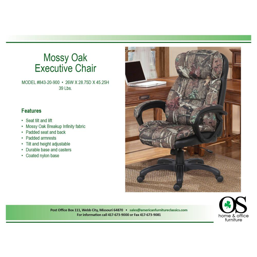 Mossy Oak Executive Chair 843-20-900 with Arms and Rocking and Height Adjustment