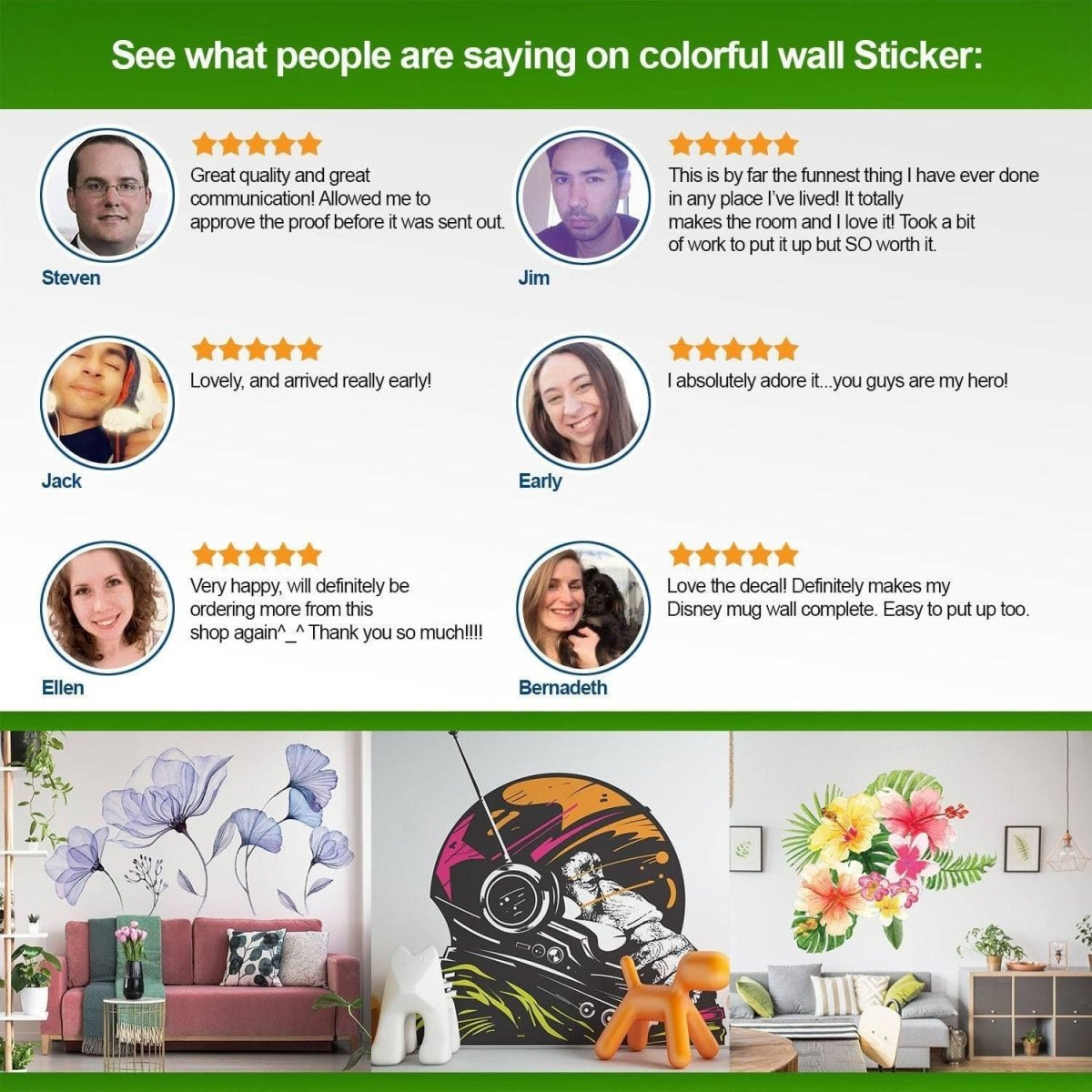 Floral Wall Vinyl Sticker Mural - 3d Blue Flowers Stick Peel Living Room Decor Decal - Furniture Bathroom Blossom Art Transfers Wallpaper