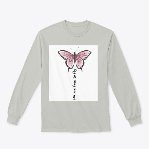 You Are Free To Fly Lettering With Pink Butterfly Design for