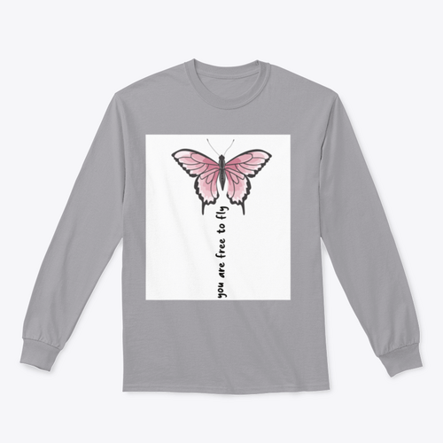 You Are Free To Fly Lettering With Pink Butterfly Design for