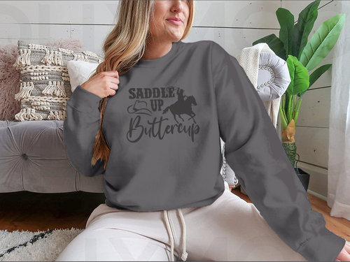 Saddle Up Buttercup Logo Design for Sweatshirt