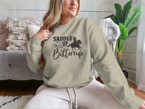 Saddle Up Buttercup Logo Design for Sweatshirt