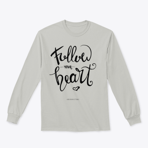 Follow Your Heart. Modern Brush Hand Drawn Ink Calligraphy With Heart