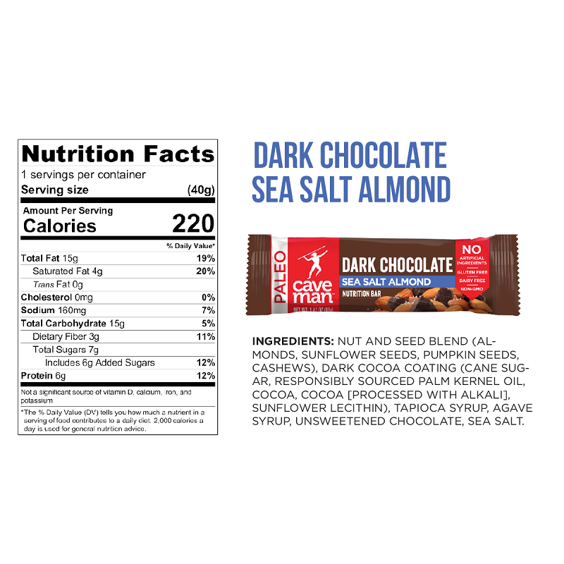 Dark Chocolate Sea Salt Almond Nutrition Bars