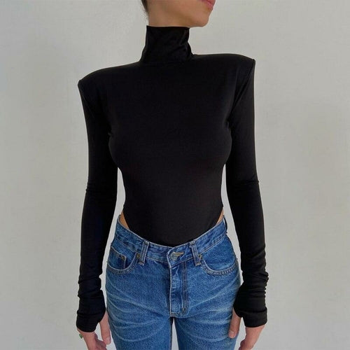 Women Turtleneck Backless Bodycon Bodysuit